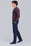 Look Navigare in Pigiama Navy e Bordeaux.png
