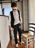PANTALONI RAGAZZO ZIP BOTTONI TASCHE MICROSTAMPATO MARCA INCOR ART.SKIEN