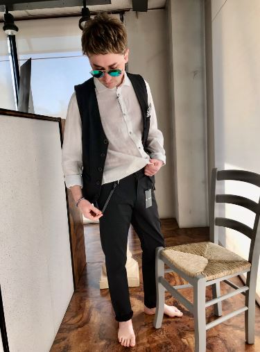 PANTALONI RAGAZZO ZIP BOTTONI TASCHE MICROSTAMPATO MARCA INCOR ART.SKIEN