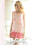 PIGIAMA DONNA RAGAZZA CORTO COTONE PIZZO FANTASIA FARFALLE MARCA INFIORE ART.534