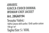 GIACCA DONNA RAGAZZA LAVORO CUOCO CHEF CUCINA MARCA SIGGI ART.28GA0194