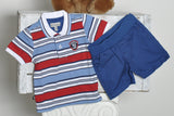 COMPLETO NEONATO POLO FANTASIA RIGHE PANTALONCINI MIX'N MATCH ARNETTA ART. 70056S