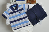 COMPLETO NEONATO POLO FANTASIA RIGHE PANTALONCINI MIX'N MATCH ARNETTA ART. 70056S