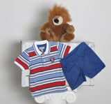 COMPLETO NEONATO POLO FANTASIA RIGHE PANTALONCINI MIX'N MATCH ARNETTA ART. 70056S