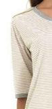 MAGLIA DONNA MANICHE TRE QUARTI RIGHE APPLICAZIONI SPALLE EMMEBIVI ART.44403