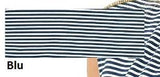 MAGLIA DONNA MANICHE TRE QUARTI RIGHE APPLICAZIONI SPALLE EMMEBIVI ART.44403