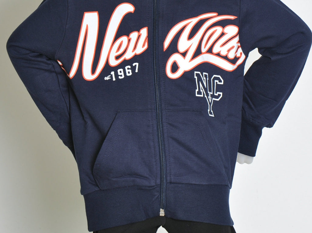 FELPA BAMBINO SPORT TASCHE ZIP STAMPA NEW YORK MARCA MIX N MATCH ARNETTA ART. 72070