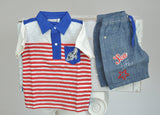 COMPLETO NEONATO BAMBINO POLO RIGHE PANTALONCINO MIX'N MATCH ARNETTA ART. 72311