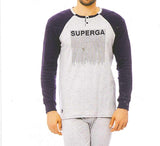 PIGIAMA UOMO RAGAZZO TERMO COTONE CALDO POLSINI LOGO MARCA SUPERGA ART.18709
