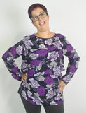 CASACCA BLUSA CAMICIA DONNA RAGAZZA ELEGANTE SCOLLO TONDO FANTASIA FIORI ART.13179