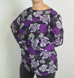 CASACCA BLUSA CAMICIA DONNA RAGAZZA ELEGANTE SCOLLO TONDO FANTASIA FIORI ART.13179