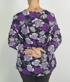 CASACCA BLUSA CAMICIA DONNA RAGAZZA ELEGANTE SCOLLO TONDO FANTASIA FIORI ART.13179