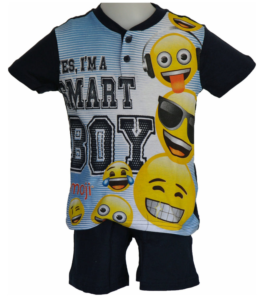 Pigiama Corto Ragazzo 11-16 Anni - Tema Faccina Con Cuffie, 100% Cotone, Nero - Foto 12