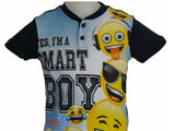 PIGIAMA CORTO BAMBINO COTONE SERAFINO STAMPA SMILE MARCA EMOJI ARNETTA ART. 46307 10