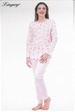 PIGIAMA DONNA RAGAZZA APERTO BOTTONI TERMO COTONE FIORI MARCA MANUELA ART.0948