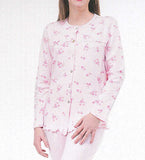 PIGIAMA DONNA RAGAZZA APERTO BOTTONI TERMO COTONE FIORI MARCA MANUELA ART.0948