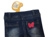 PANTALONE NEONATA JEANS GARZATO RICAMO FIORI TASCHE MARCA LOSAN ART.028 6022AL
