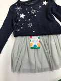 COMPLETO BIMBA BAMBINA MAGLIA STELLE GONNA PLISSE LUREX LOSAN ART 926 8028AA