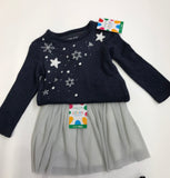 COMPLETO BIMBA BAMBINA MAGLIA STELLE GONNA PLISSE LUREX LOSAN ART 926 8028AA