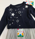 COMPLETO BIMBA BAMBINA MAGLIA STELLE GONNA PLISSE LUREX LOSAN ART 926 8028AA