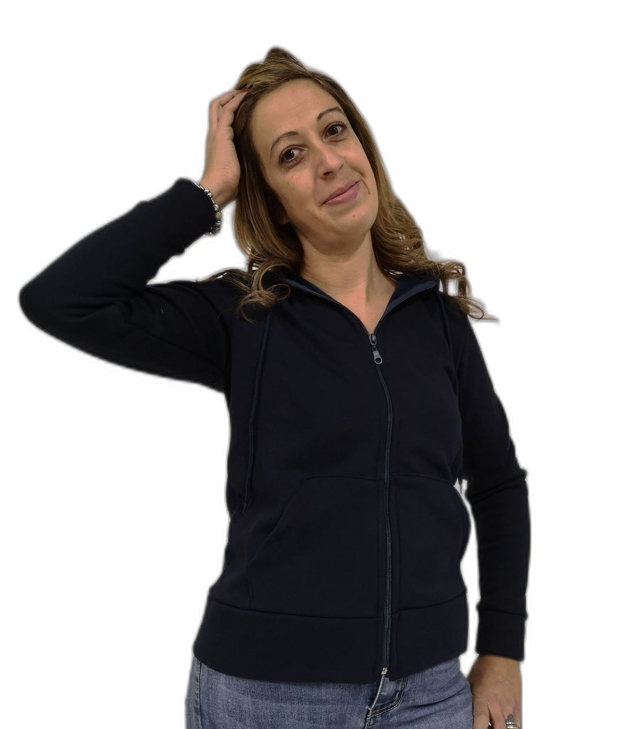 FELPA DONNA RAGAZZA APERTA ZIP CAPPUCCIO TASCHE MARCA X CAPE