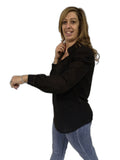 BLUSA CAMICIA DONNA RAGAZZA ELEGANTE FANTASIA POIS MARCA EDAS ART.PUSCHIA