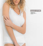 MAGLIA DONNA INTIMO SPALLA LARGA PIZZO COTONE FELPATO MARCA MBV ART.33012