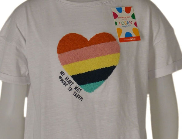 MAGLIA BAMBINA COTONE CUORE MANICA CORTA NODO MARCA LOSAN ART.114 1008AL