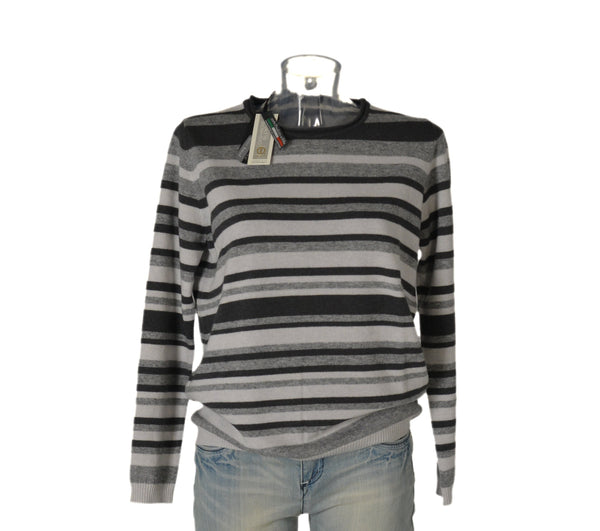 MAGLIONE DONNA RAGAZZA MISTOLANA RIGHE GIROCOLLO MARCA MAGLIFICIO DI NIBIONNO ART.15200