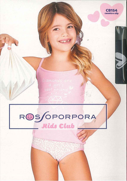 COMPLETO BAMBINA ELASTICIZZATO TOP MUTANDINA SLIP MARCA ROSSOPORPORA ART.CB154