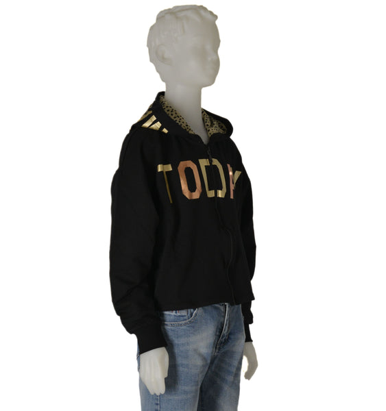 FELPA BAMBINA ZIP CAPPUCCIO STAMPA FIOCCO COTONE ELASTICIZZATO MARCA BM AY3390