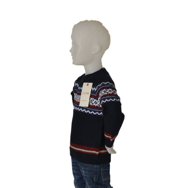 MAGLIONE BAMBINO MISTO COTONE GIROCOLLO NORVEGESE MARCA LOSAN ART.1255002AL