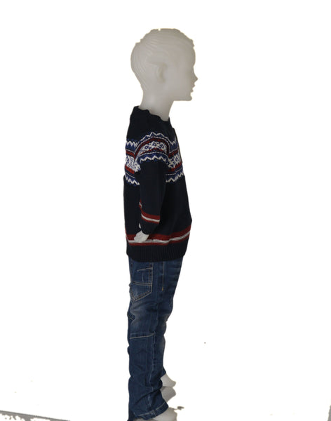 MAGLIONE BAMBINO MISTO COTONE GIROCOLLO NORVEGESE MARCA LOSAN ART.1255002AL
