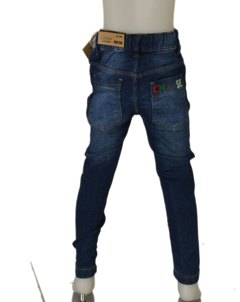 JEANS BAMBINO ELASTICO REGOLABILE TASCHE RICAMO MARCA LOSAN ART.1256030AL