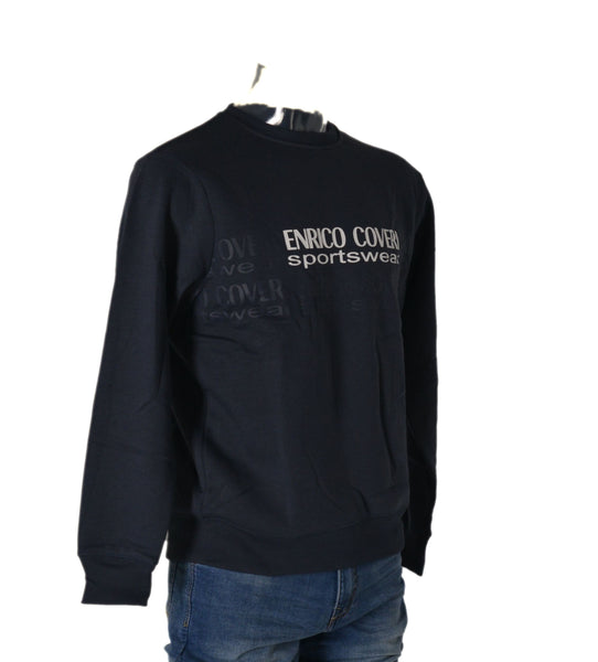 FELPA UOMO RAGAZZO GIROCOLLO LOGO STAMPATO POLSINI MARCA COVERI ART.EC0047