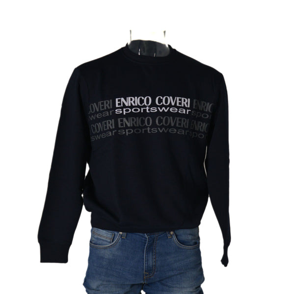 FELPA UOMO RAGAZZO GIROCOLLO LOGO STAMPATO POLSINI MARCA COVERI ART.EC0047