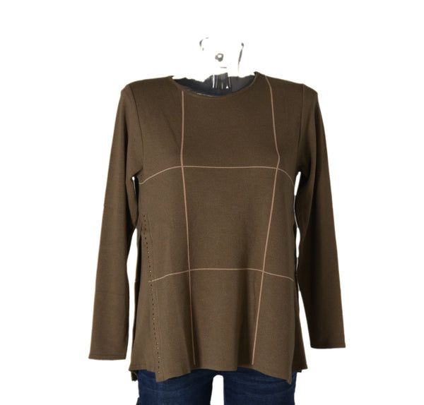 MAGLIONE DONNA RAGAZZA GIROCOLLO BORCHIETTE QUADRI MARCA MODA MILENA MILLY ART.W442