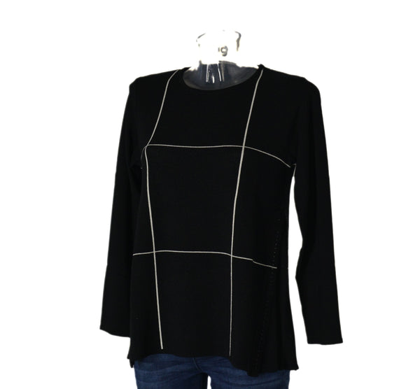 MAGLIONE DONNA RAGAZZA GIROCOLLO BORCHIETTE QUADRI MARCA MODA MILENA MILLY ART.W442