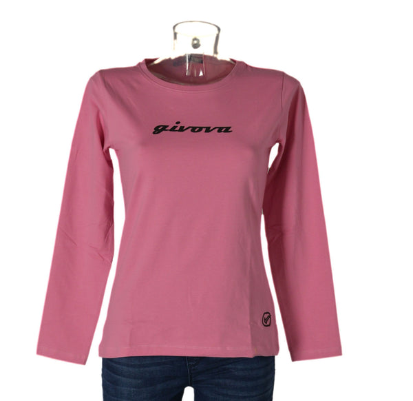 MAGLIA DONNA RAGAZZA ELASTICIZZATA GIROCOLLO MANICA LUNGA LOGO MARCA GIVOVA ART.7421M0054