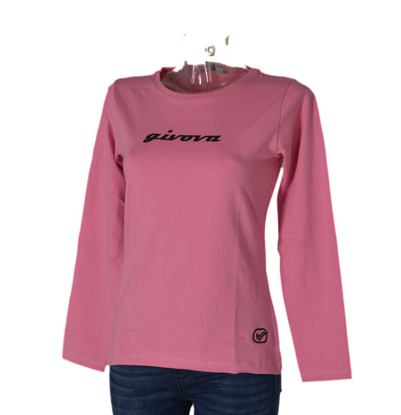 MAGLIA DONNA RAGAZZA ELASTICIZZATA GIROCOLLO MANICA LUNGA LOGO MARCA GIVOVA ART.7421M0054