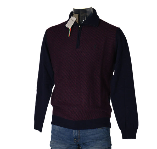 MAGLIONE UOMO RAGAZZO POLO ZIP POLSINI MISTO LANA MARCA SEA BARRIER ART.CORRIB