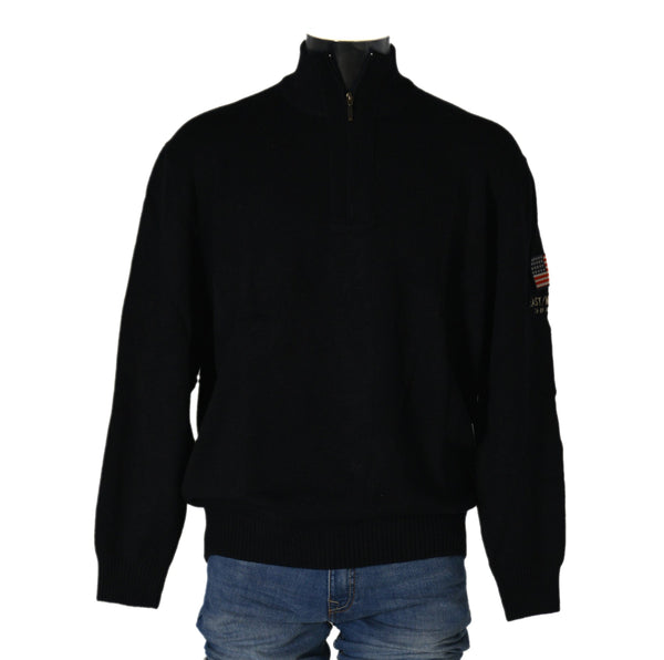 MAGLIONE CALIBRATO OVER UOMO MEZZA ZIP POLSINI BANDIERA MARCA MXFORT ART.E1956