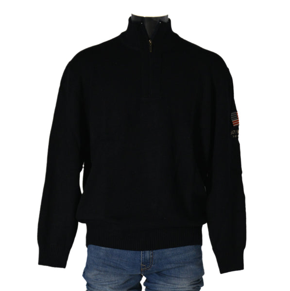 MAGLIONE CALIBRATO OVER UOMO MEZZA ZIP POLSINI BANDIERA MARCA MXFORT ART.E1956