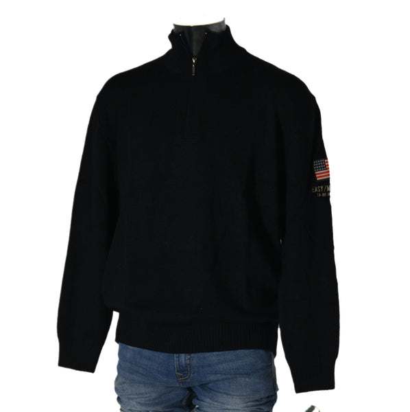 MAGLIONE CALIBRATO OVER UOMO MEZZA ZIP POLSINI BANDIERA MARCA MXFORT ART.E1956