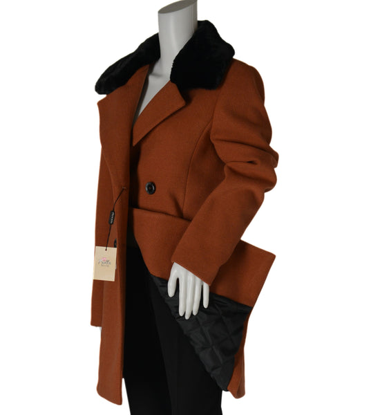 CAPPOTTO DONNA RAGAZZA DOPPIOPETTO TASCHE PELO STACCABILE ECOLOGICO MARCA FRALLA ART.GC17314