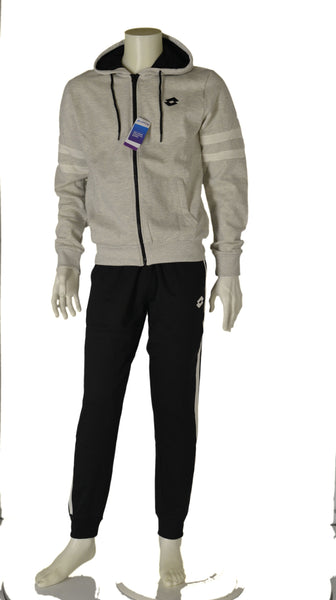 TUTA UOMO RAGAZZO FELPATA APERTA ZIP TASCHE CAPPUCCIO POLSINI MARCA LOTTO ART.217047
