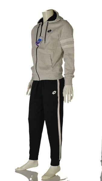 TUTA UOMO RAGAZZO FELPATA APERTA ZIP TASCHE CAPPUCCIO POLSINI MARCA LOTTO ART.217047
