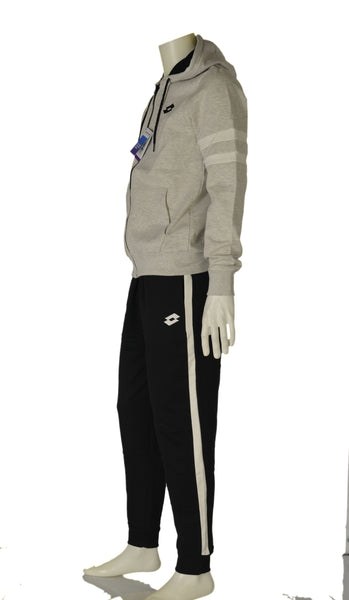 TUTA UOMO RAGAZZO FELPATA APERTA ZIP TASCHE CAPPUCCIO POLSINI MARCA LOTTO ART.217047