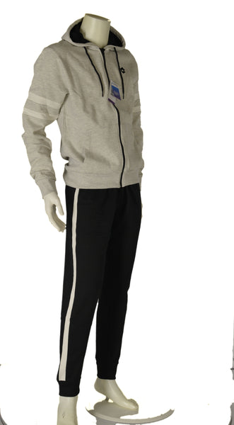 TUTA UOMO RAGAZZO FELPATA APERTA ZIP TASCHE CAPPUCCIO POLSINI MARCA LOTTO ART.217047