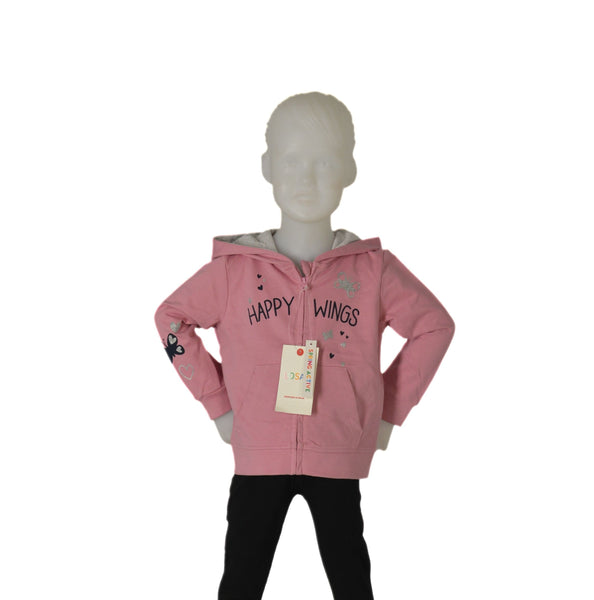 FELPA IN COTONE ZIP CAPPUCCIO POLSINI TASCHE STAMPA FARFALLE  MARCA LOSAN ART.216-6654AL
